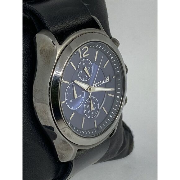 Fossil BQ1482 Men's Black Leather Analog Blue Dial Quartz Genuine Watch KS546 - Picture 5 of 12